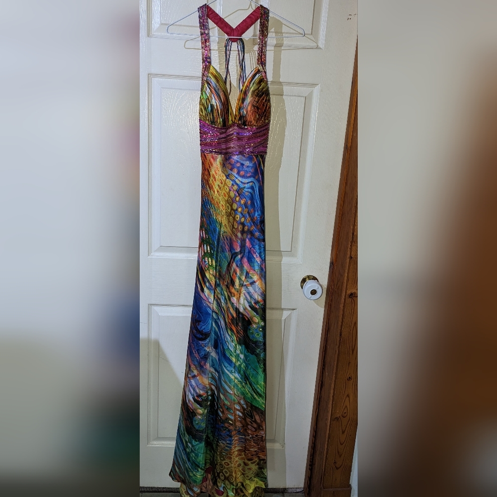 Floral backless Prom Dress